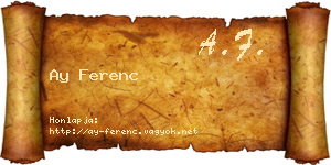 Ay Ferenc névjegykártya
